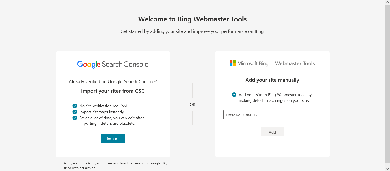 Add website to Bing webmaster