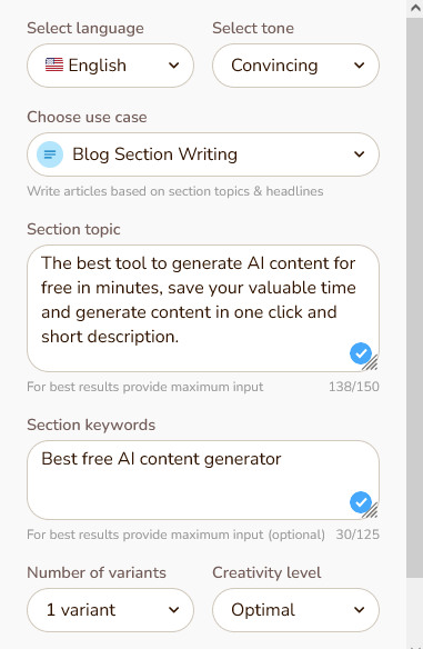 AI Content Generator for free